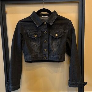 Cropped Black Denim Jacket